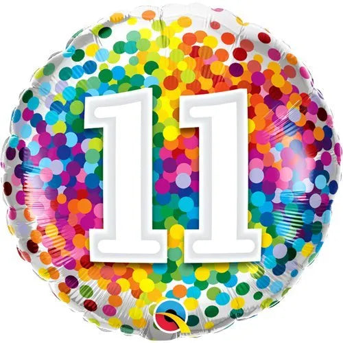 18" Foil Age 11 Balloon - Rainbow