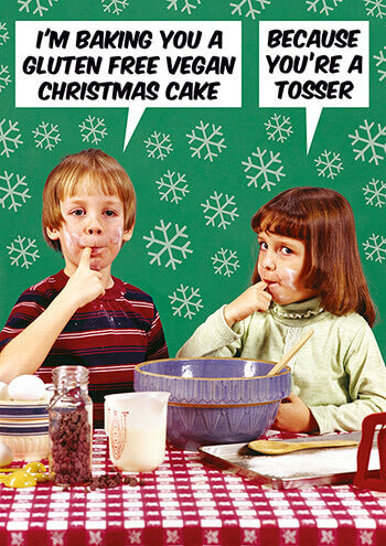 Comedy Christmas Card - Vegan Christmas Cake - The Ultimate Balloon & Party Shop