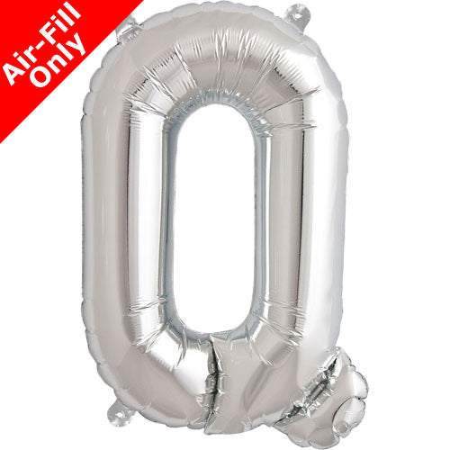 Mini Air Fill  Letter 'Q' Foil Balloon - Silver - The Ultimate Balloon & Party Shop
