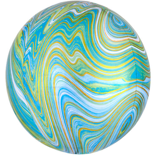 Orb Marble Foil Balloon - Blue/Green/Gold - The Ultimate Balloon & Party Shop