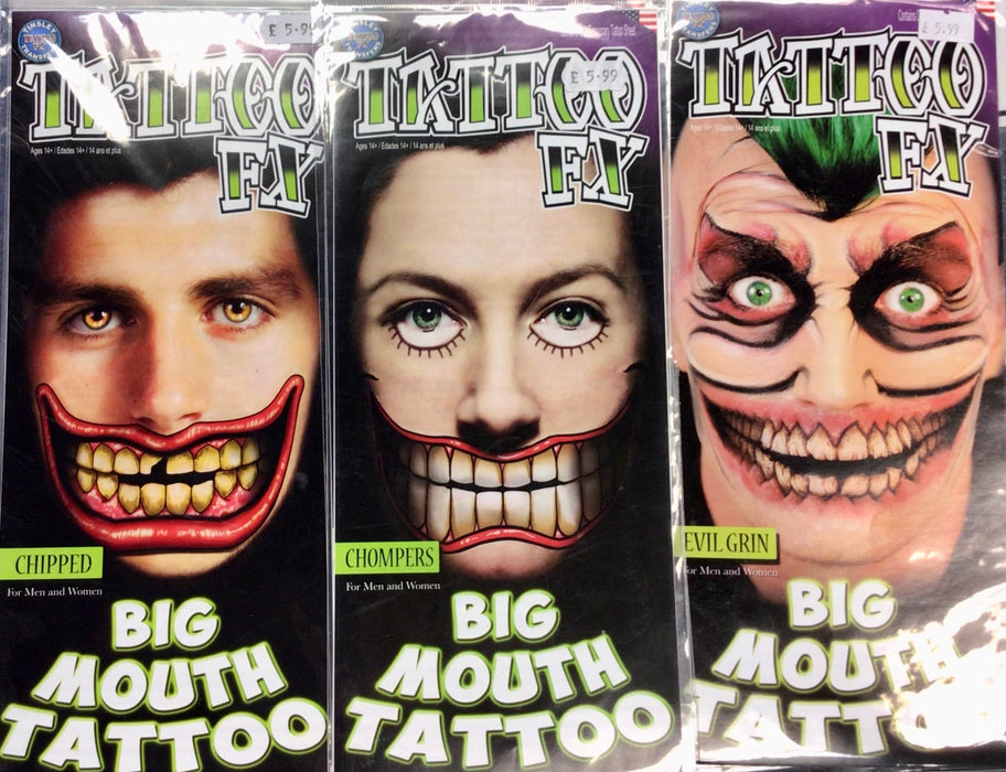 Big Mouth Face Tattoos - Asst Styles