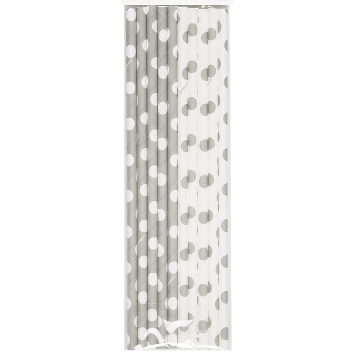 Paper Straws - Silver & White.