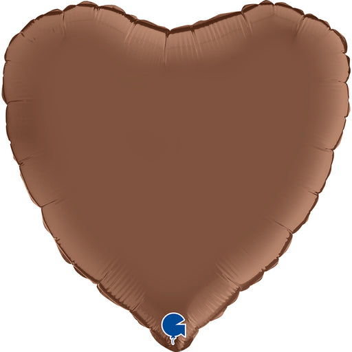 Satin Heart Shaped Foil Balloon - Chocolate