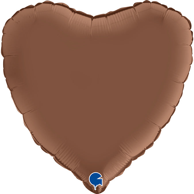 Satin Heart Shaped Foil Balloon - Chocolate