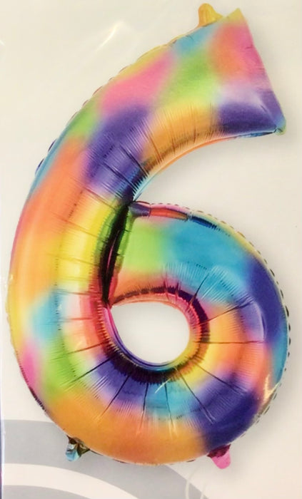 Number 6 Foil Balloon (Rainbow)