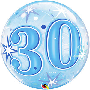 30th Birthday Deco Bubble Balloon -  Blue - The Ultimate Balloon & Party Shop