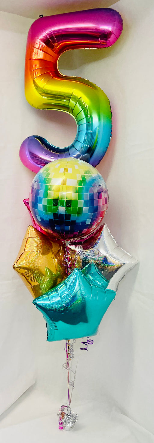 Disco Themed Age 5 Balloon Display