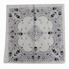 Pirate Paisley Bandana - White Skulls