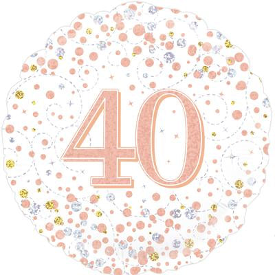 18" Foil Age 40 Balloon - Rose Gold Glitz