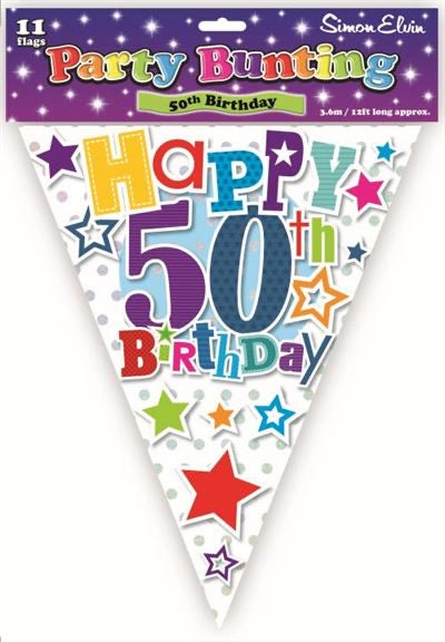 Age 50 Bunting - Bright - The Ultimate Balloon & Party Shop