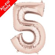 Mini Air Fill Number 5 Foil Balloon - Rose Gold