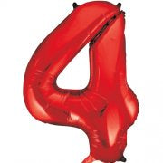 Number 4 Foil Balloon Red.