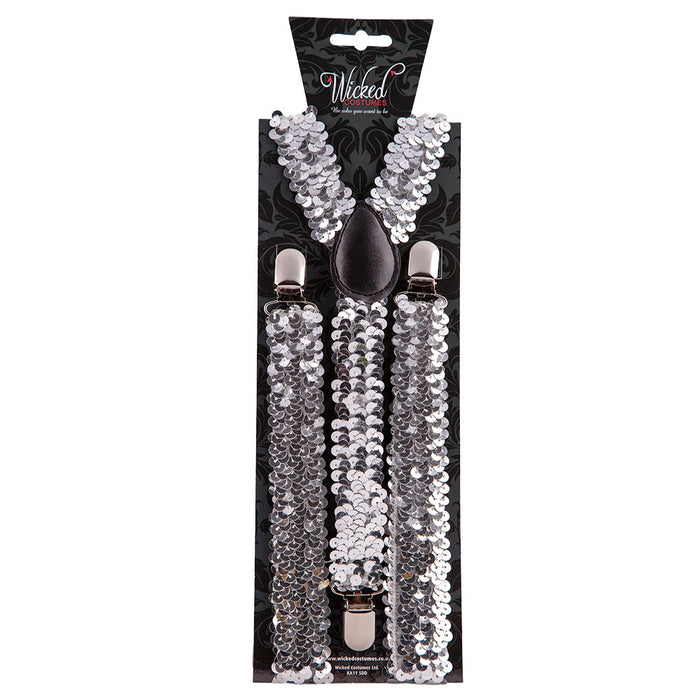 Sequin Fashion Braces - Silver