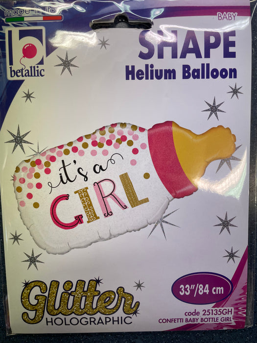 33in Foil It's A Girl Baby Bottle Balloon