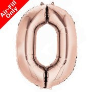 Mini Air Fill Number 0 Foil Balloon - Rose Gold