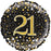 18" Foil Age 21 Black/Gold/silver Dots Balloon