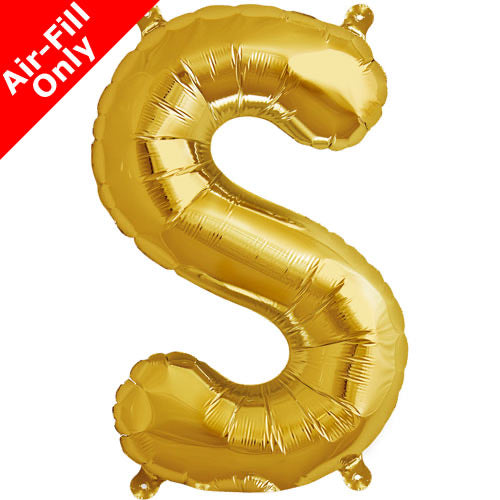 Mini Air Fill  Letter 'S' Foil Balloon - Gold - The Ultimate Balloon & Party Shop