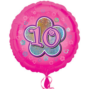 18" Foil Age 10 Balloon - Pink - The Ultimate Balloon & Party Shop