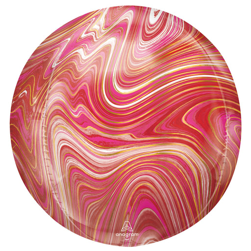 Orb Marble Foil Balloon - Pink/Red/Gold