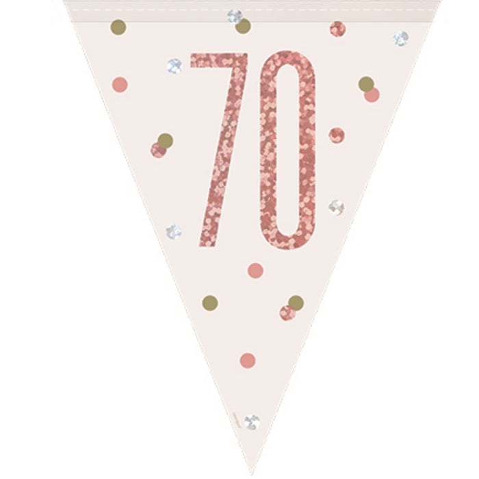 Age 70 Bunting - Rose Gold Glitz