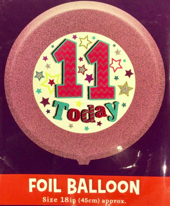 18" Foil Age 11 Balloon - Pink