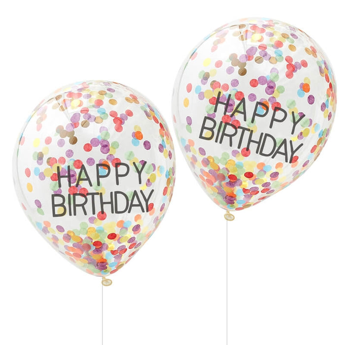 Confetti Birthday Balloons - Rainbow & Gold