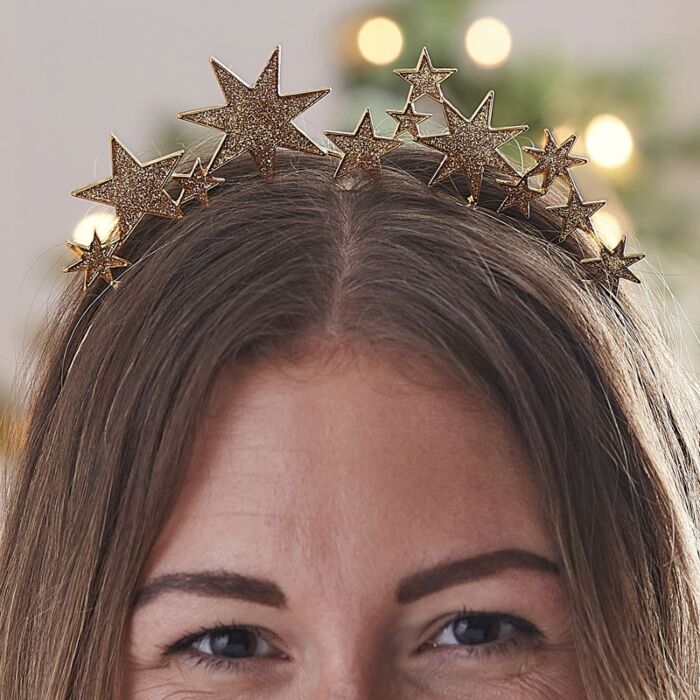 GOLD METAL STAR CHRISTMAS HEADBAND