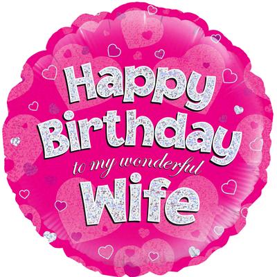 18" Foil Happy Birthday - Wife