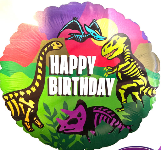 18" Foil Birthday Dino skeletons Balloon