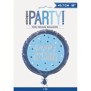 18" Foil Happy Birthday - Blue Sparkle - The Ultimate Balloon & Party Shop