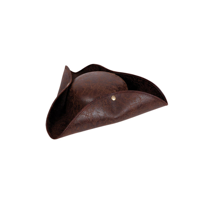 Brown Pirate Tricorn (Distressed Leather)