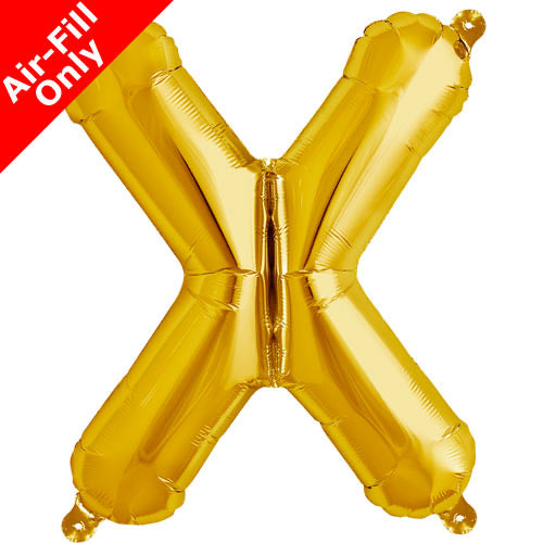 Mini Air Fill  Letter 'X' Foil Balloon - Gold - The Ultimate Balloon & Party Shop