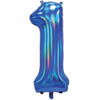 Number 1 Foil Balloon Iridescent Blue