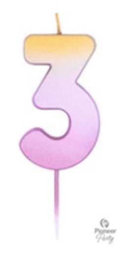 Ombre Wax Number 3 Candle - Rose Gold - The Ultimate Balloon & Party Shop