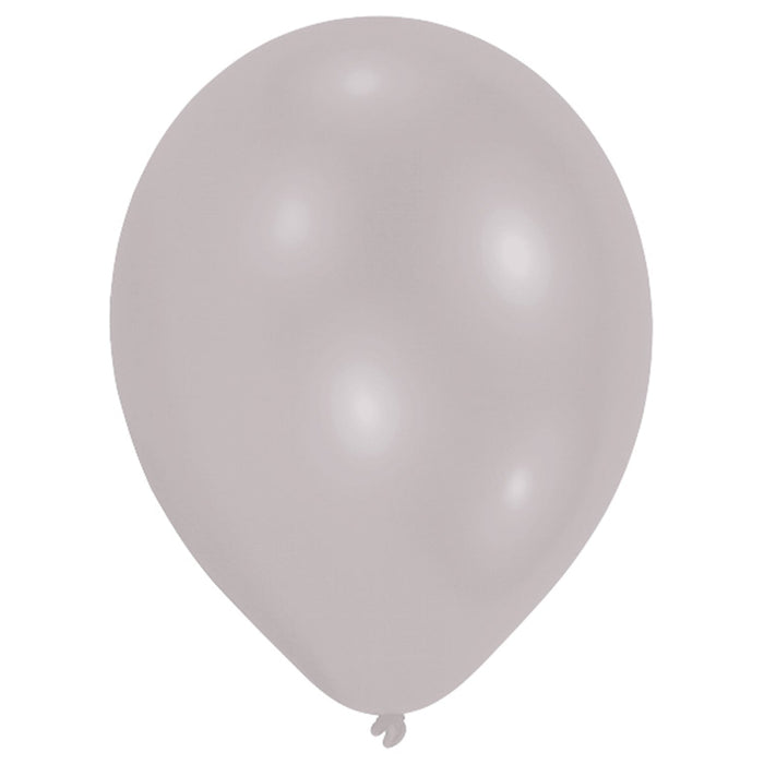 Latex Plain Balloons - Metallic Silver (8pk)