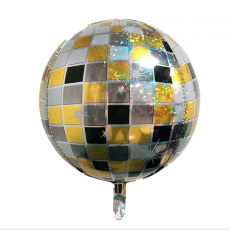 15" Foil Disco Ball Balloon - Black/Gold