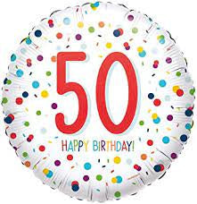 18" Foil Age 50 Balloon - Dots