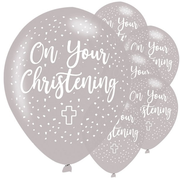 Christening Silver Balloons (6 Pack)