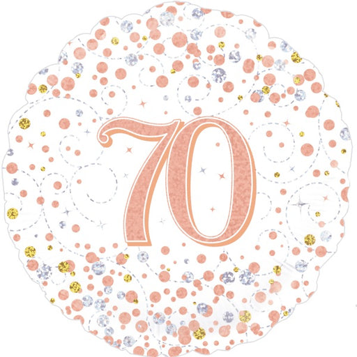 18" Foil Age 70 Birthday Balloon - Rose Gold Sparkle