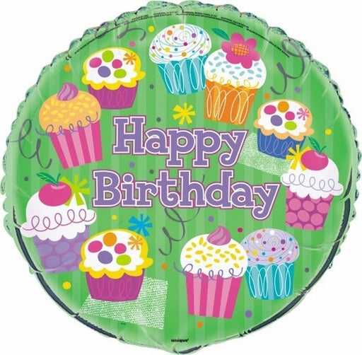 18" Foil Happy Birthday - Cupcakes - The Ultimate Balloon & Party Shop