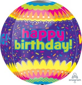 Orb Happy Birthday Foil Balloon - Bright Sprinkles - The Ultimate Balloon & Party Shop