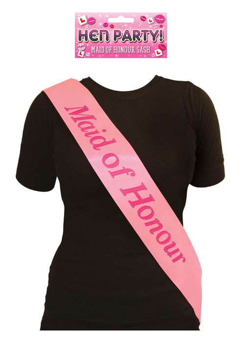 Maid of Honour Sash - Pink/Black