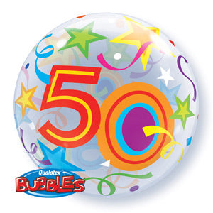 50th Birthday Deco Bubble Balloon -  Bright - The Ultimate Balloon & Party Shop