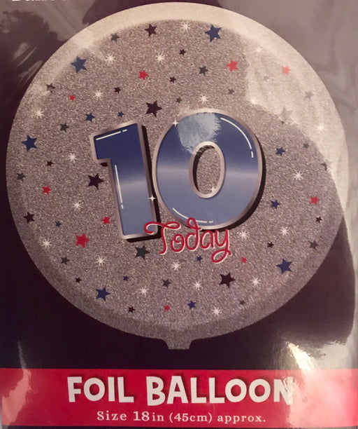 18" Foil Age 10 Blue/Silver Balloon - The Ultimate Balloon & Party Shop