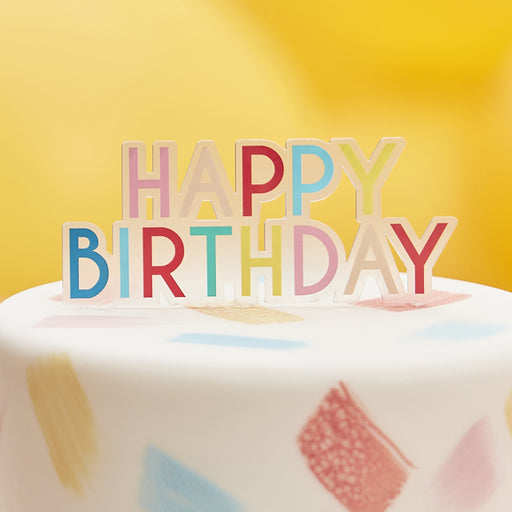 Happy Birthday Cake Topper - Bright Coloured