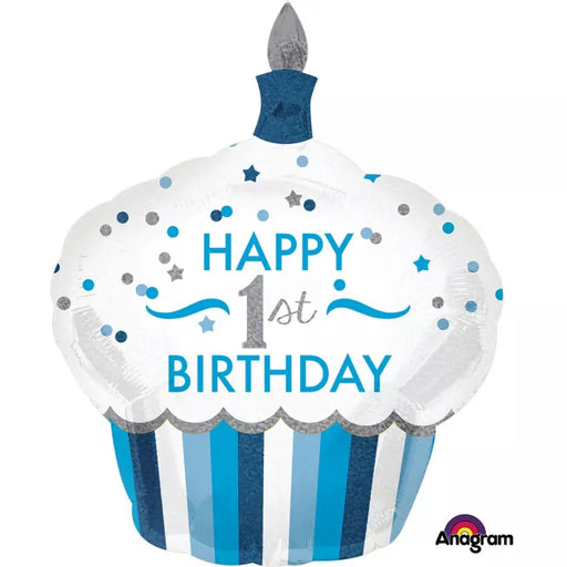 1st Birthday Large Balloon - Blue Cup Cake