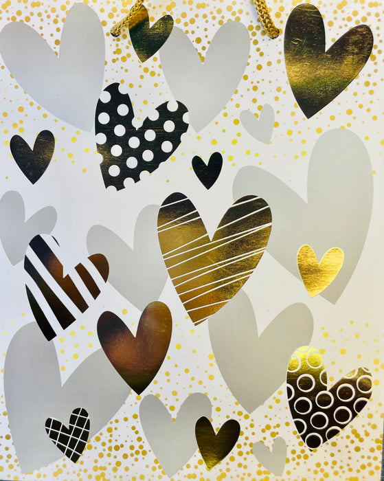 Card Gift Bag - Gold Hearts