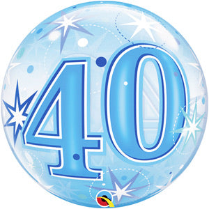 40th Birthday Deco Bubble Balloon -  Blue - The Ultimate Balloon & Party Shop