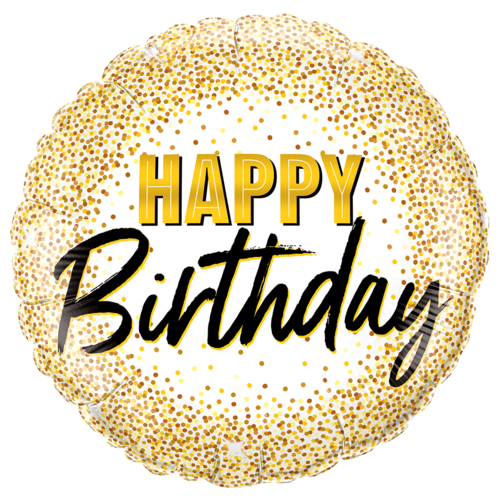 18" Foil Happy Birthday Gold Sparkle Dots - The Ultimate Balloon & Party Shop
