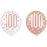 Age 100 Birthday Asst Balloons (6pk) - Rose Gold & White